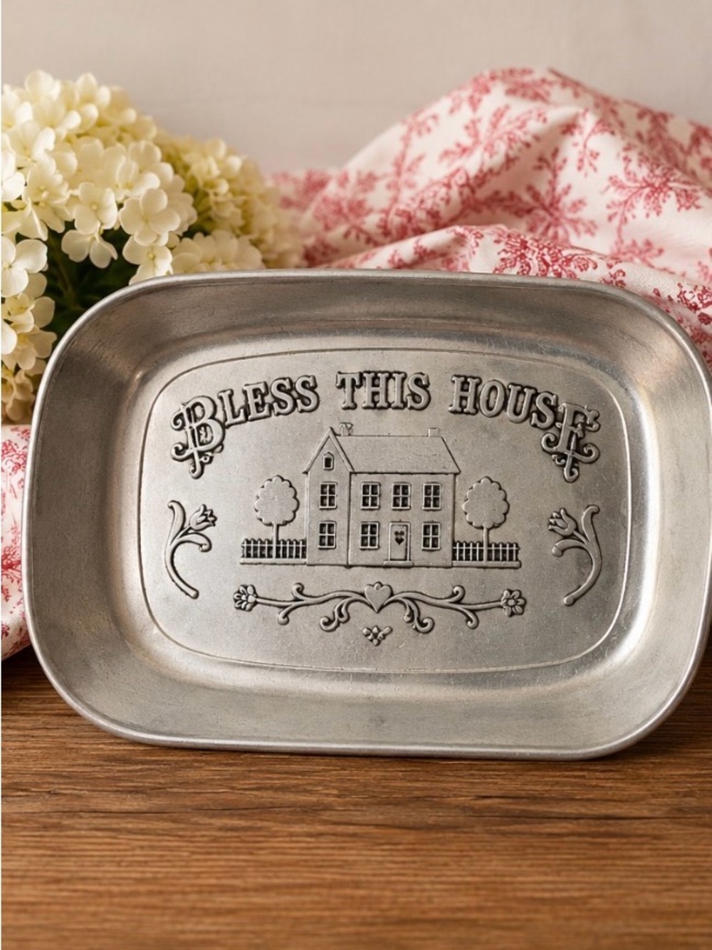 Bless This House Decorative Metal Tray - Silver